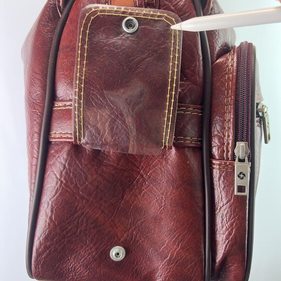 Vintage Samsonite Overnight Travel Commuter Bag In Maroon - Picture 7 of 11